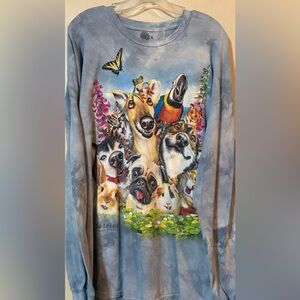 The Mountain Selfies Dogs Puppy Animal Art T Shirt Adult XL Blue Mens